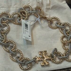 Tory Burch Gold and Silver Textured Necklace